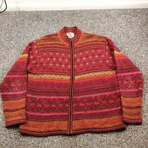 Vintage 2000 Tiara Sweater Fair Isle Cardigan Full Zip Y2K Womens Medium